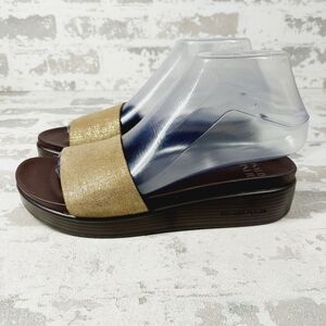 NEW Donald J. Pliner Fifi Platino Pabbled Metallic Slide Platform Sandals T613